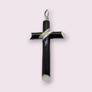 Black Coral Sterling Silver CROSS Pendant